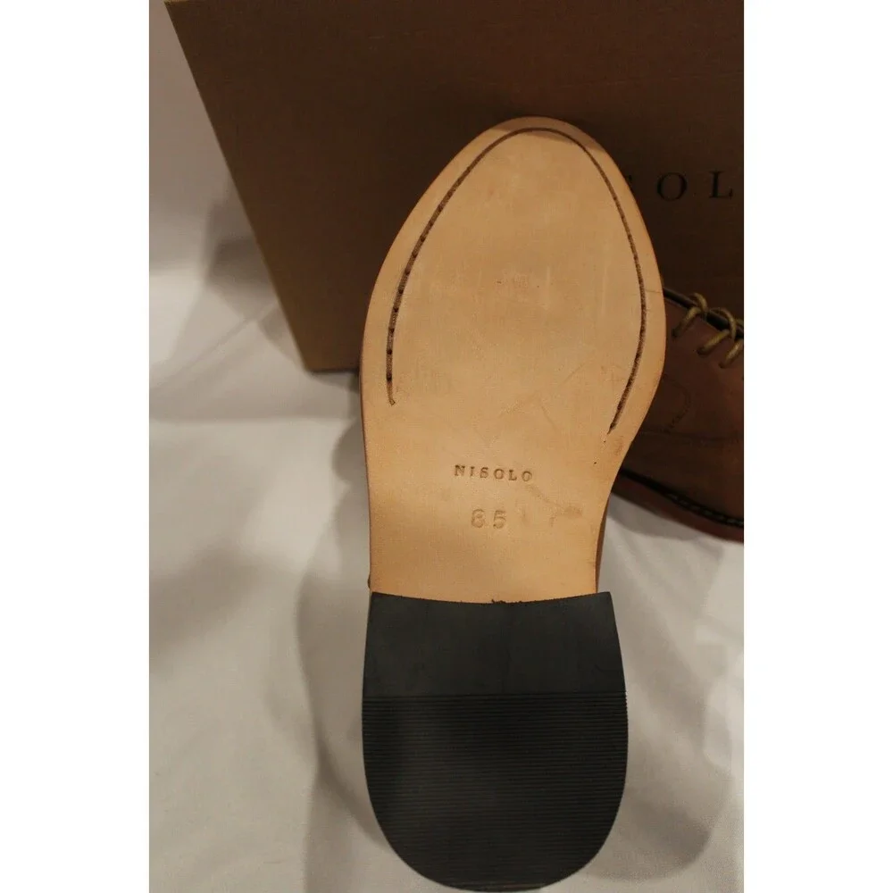 NISOLO MEN'S CALANO‎ 2.0 OXFORD LEATHER DRESS SHOES OAK SZ 8.5 NIB $188